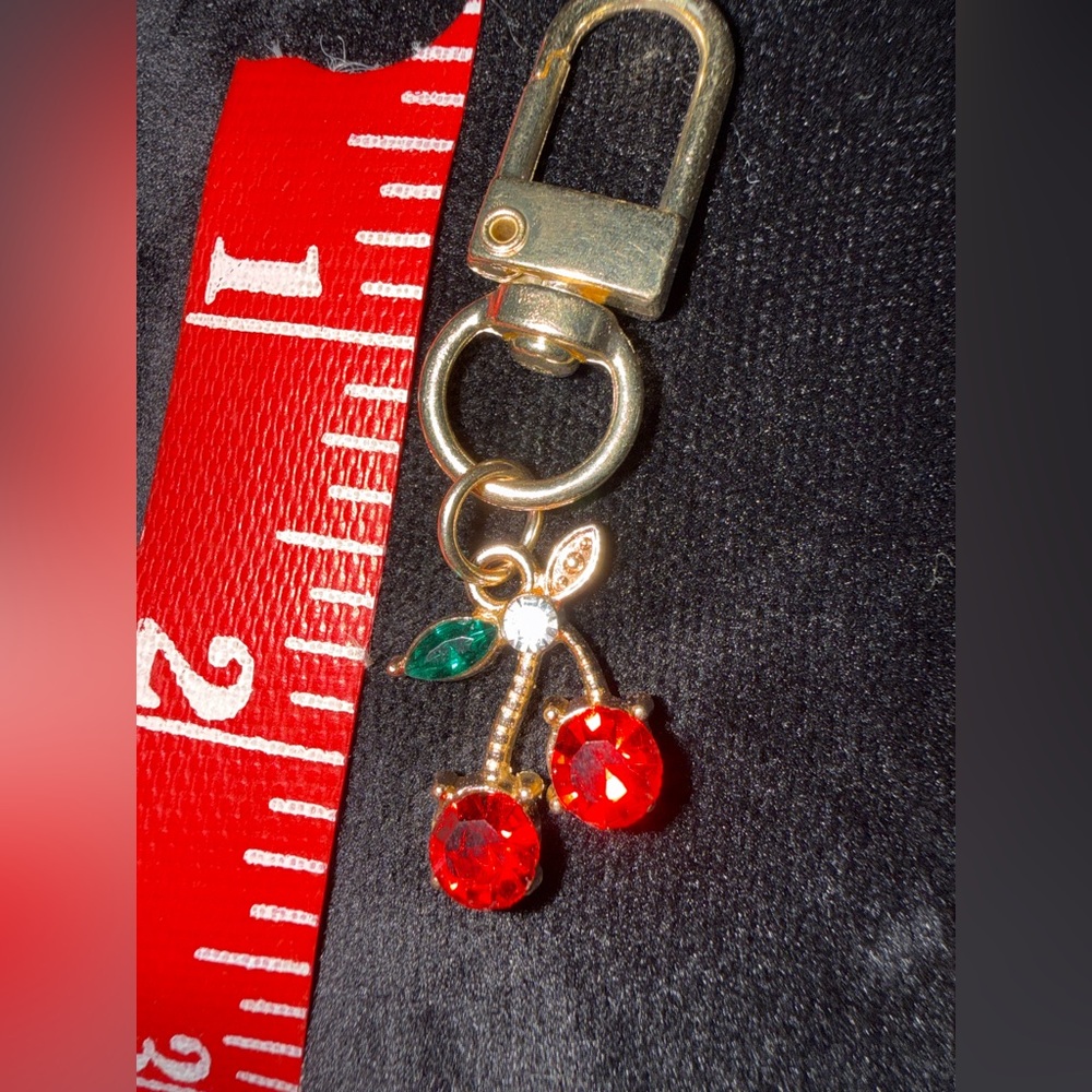 Dazzling Sparkle Gold Cherry Keychain or Zipper Pull - Picture 5 of 7